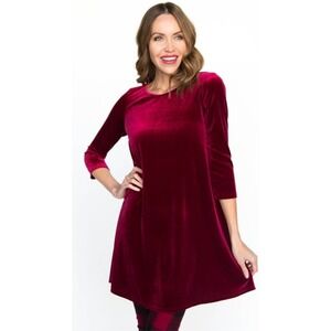 Agnes & Dora‎ Velvet Swing Tunic Dress 3/4 Sleeve Deep Berry XL/16-18 NWT